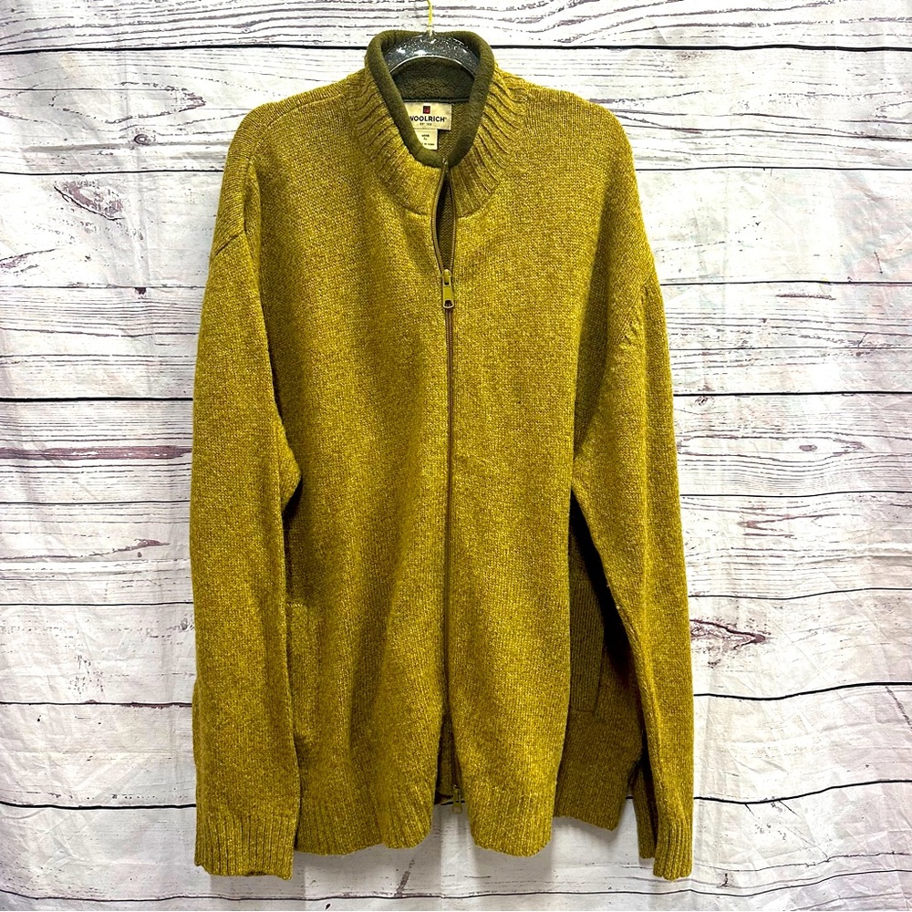 Woolrich Men's Zip Up Sweater - Mustard Yellow